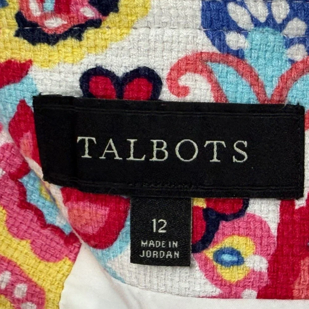 Talbots Pencil Skirt Women 12 Persian Pink Multicolor Floral Paisley Preppy Boho - Picture 10 of 13